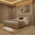 سرير مودرن فرنتشر (ADM)، من الخشب الفاتح بتصميم أنيق وبسيط، عرض 160 سم لغرف النوم .
