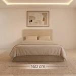سرير مودرن فرنتشر (ADM)، من الخشب الفاتح بتصميم أنيق وبسيط، عرض 160 سم لغرف النوم .