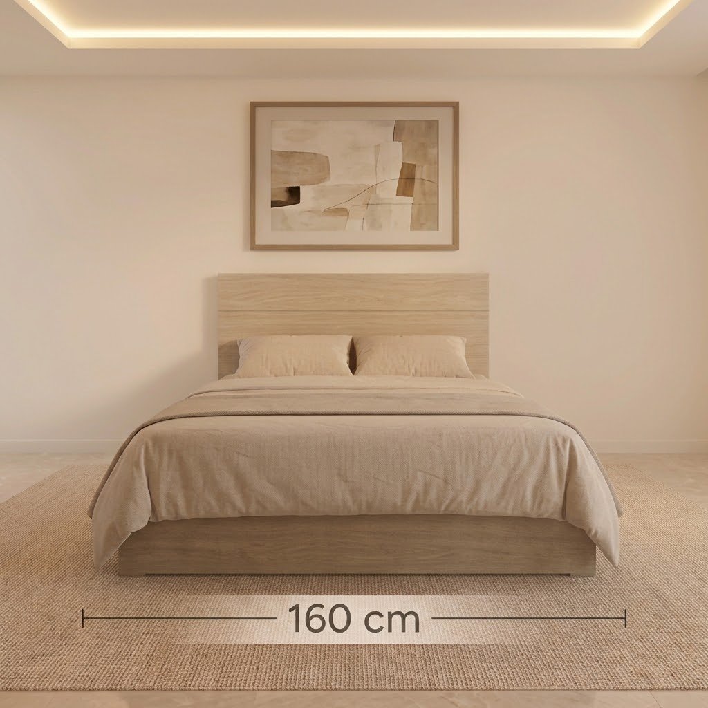 adm-furniture-bed-lightwood-modern.webp سرير مودرن فرنتشر (ADM)، من الخشب الفاتح بتصميم أنيق وبسيط، عرض 160 سم لغرف النوم .
